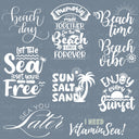 Beach Quotes White UV DTF Decal accent Sheet 10x10