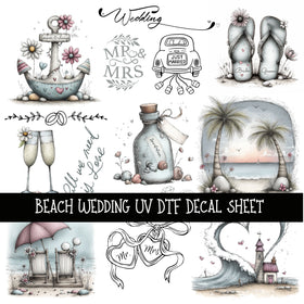 Beach Wedding UV DTF Decal sheets
