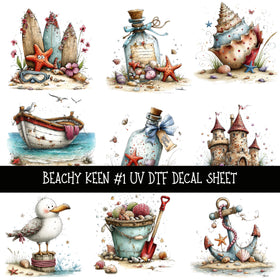 Beachy Keen UV DTF Decal sheets 2 Design Options
