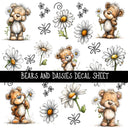 Bears and Daisies UV DTF Decal sheets