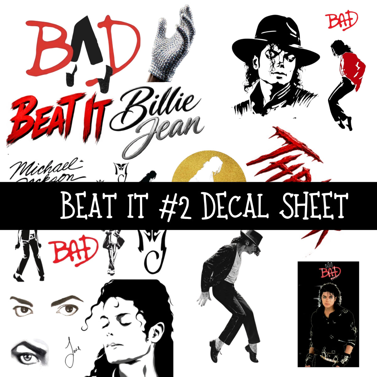 Beat it UV DTF Decal sheets 7 Designs available