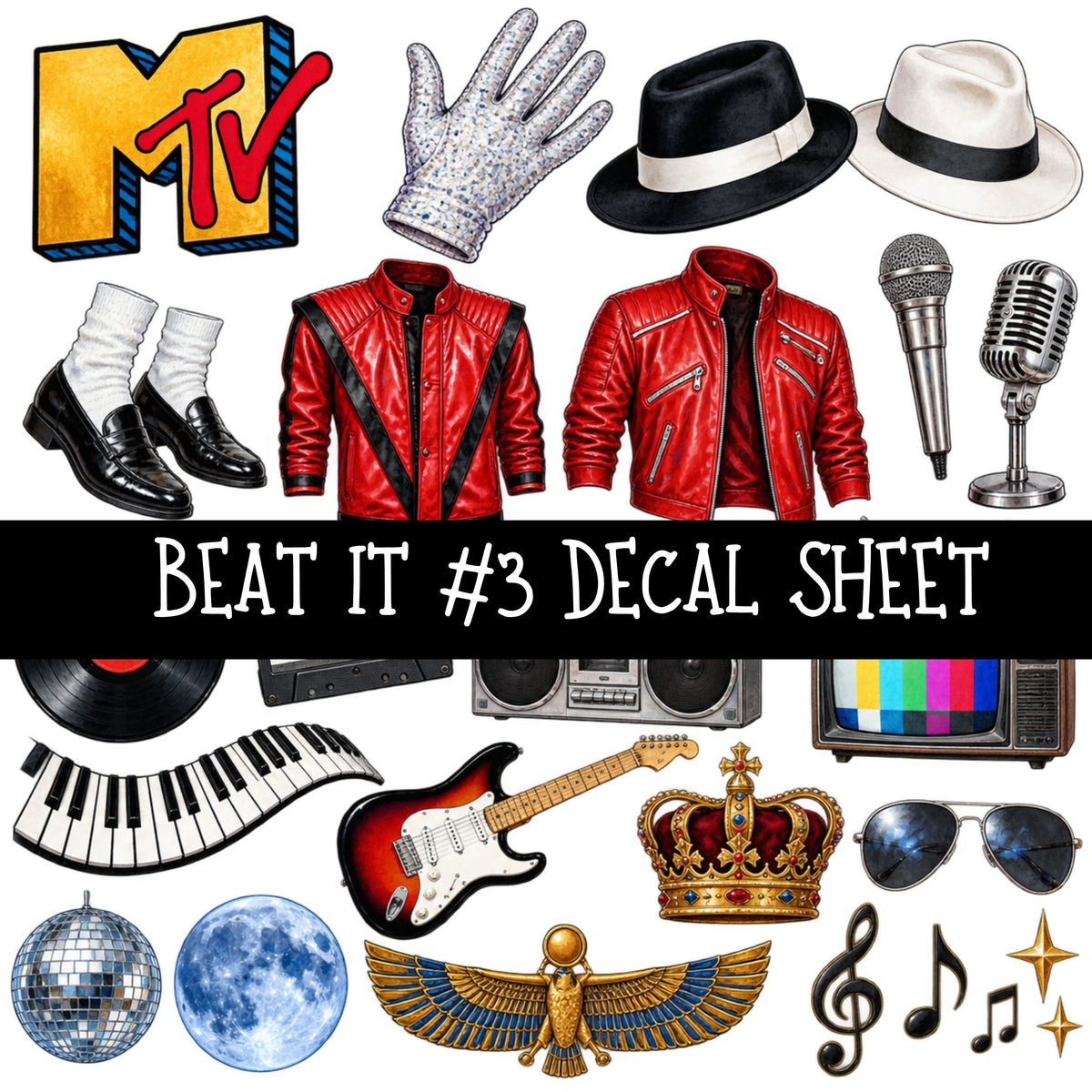 Beat it UV DTF Decal sheets 7 Designs available