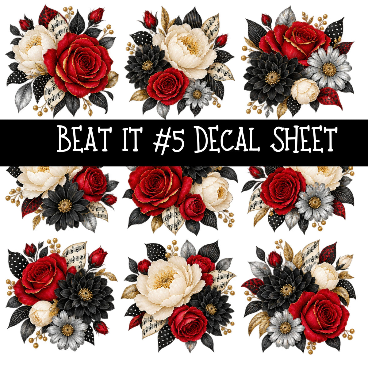 Beat it UV DTF Decal sheets 7 Designs available