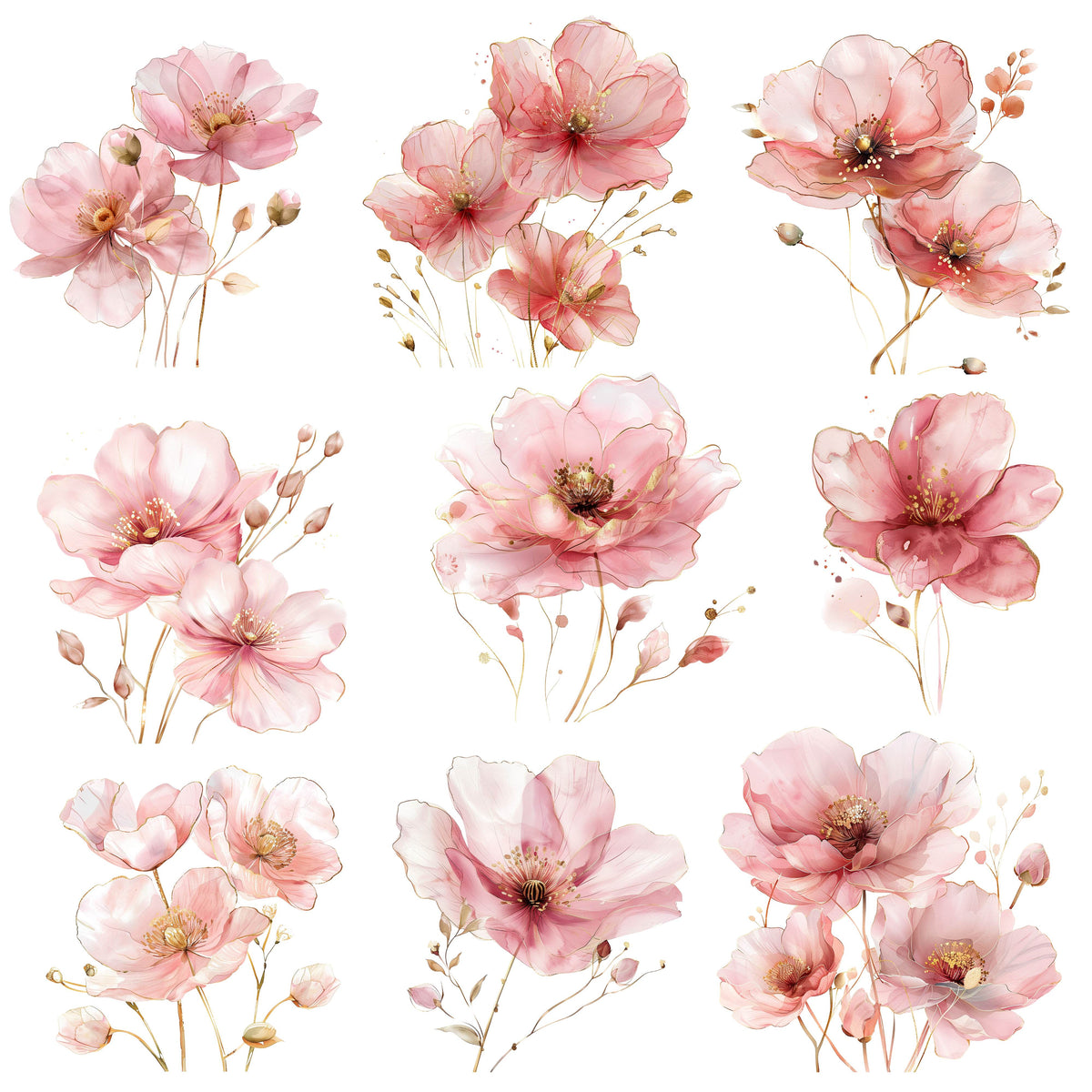 Beautiful Floral UV DTF Decal sheet