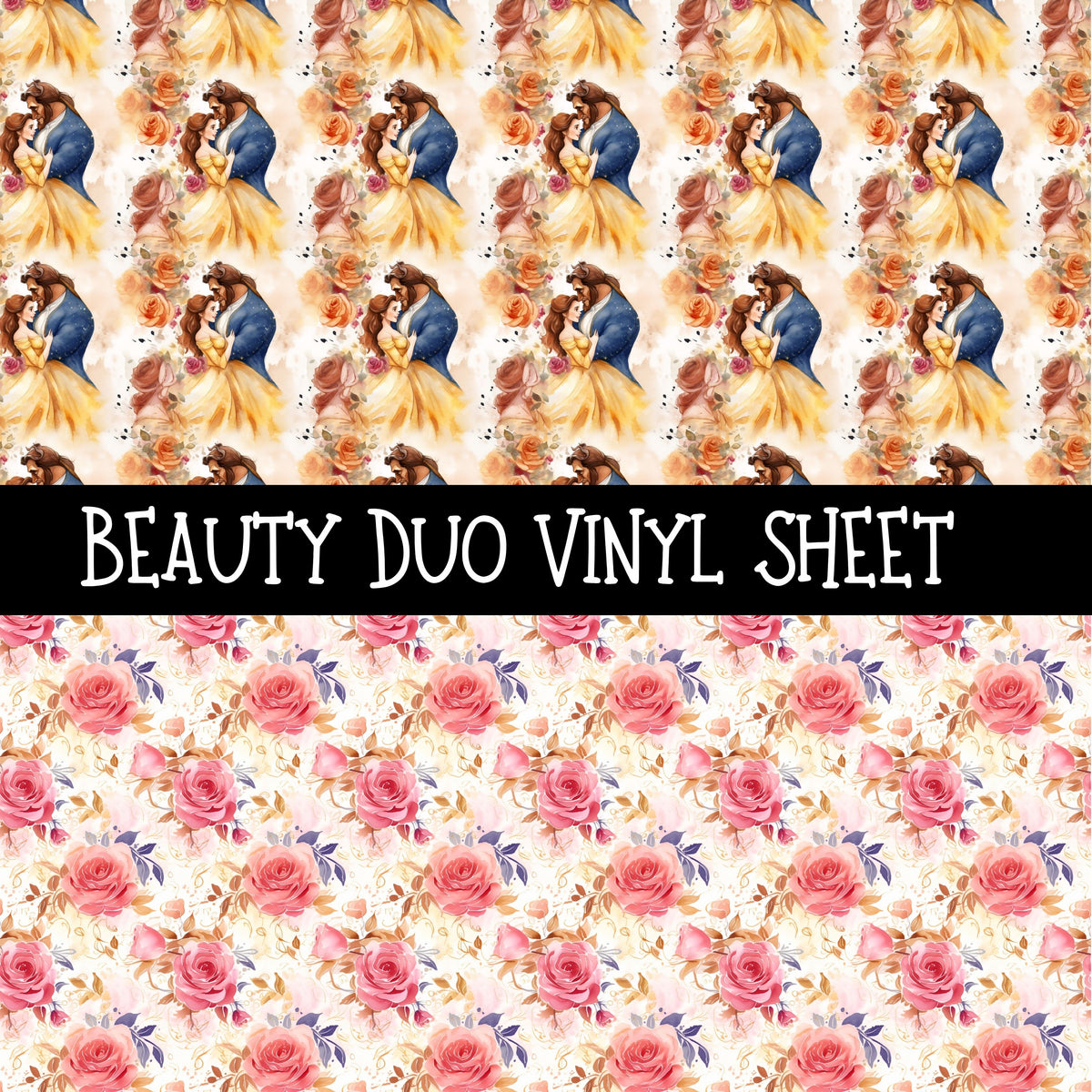 Beauty Duo precut vinyl sheet- 2 coordinating patterns on one sheet