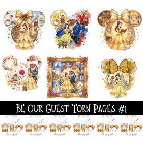 Be our Guest Torn Pages UV DTF Decal sheets 4 Designs available