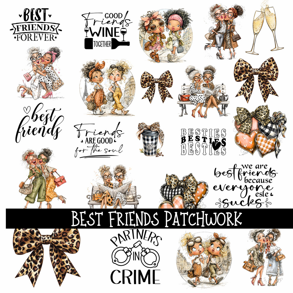 Best Friends Leopard Doodle Patchwork Set