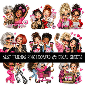 Best Friends Pink Leaoprd UV DTF Decal sheets 9 Designs available