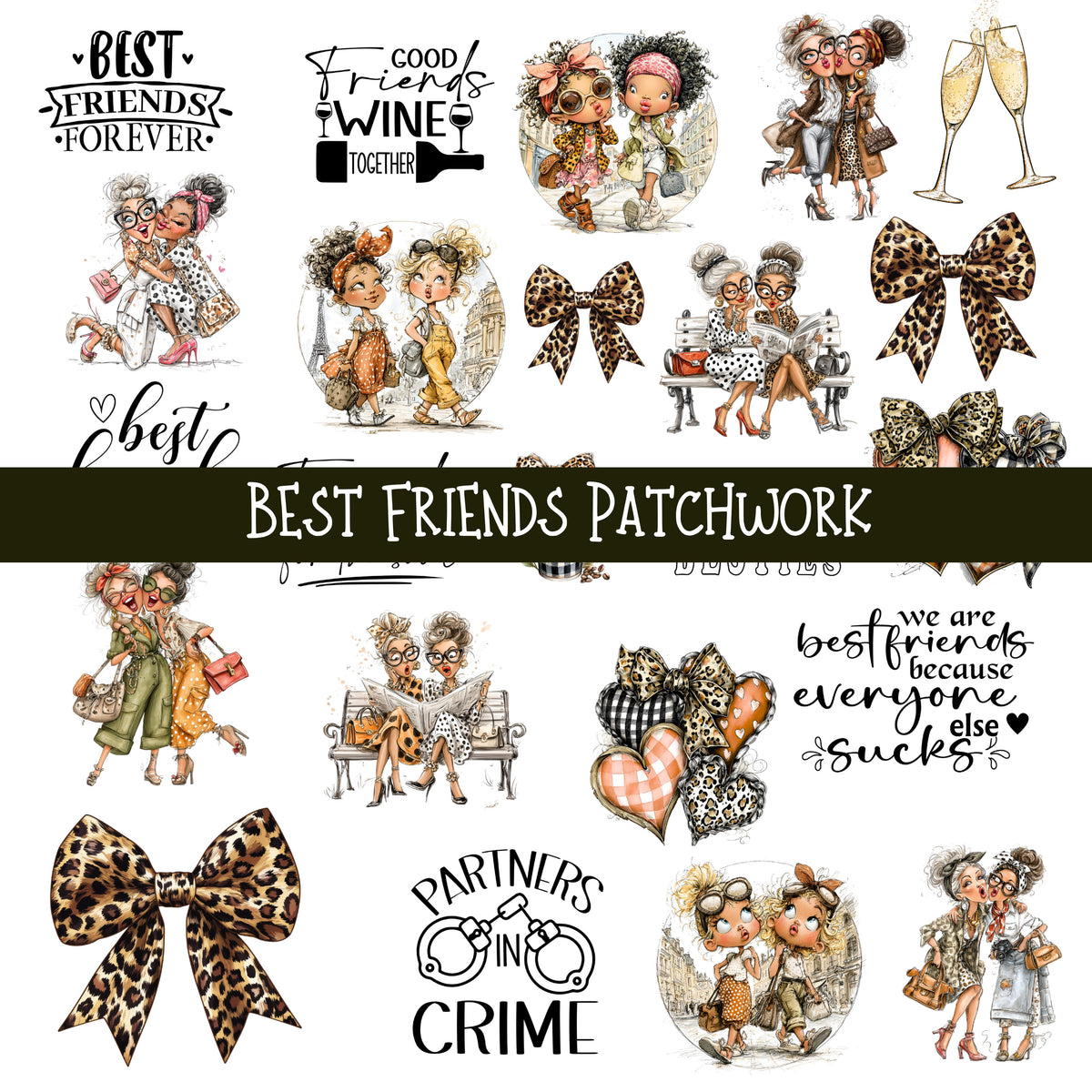 Best Friends Leopard Doodle Patchwork Set
