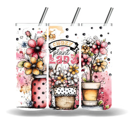 Crazy Plant Lady Floral Doodle vinyl tumbler wraps