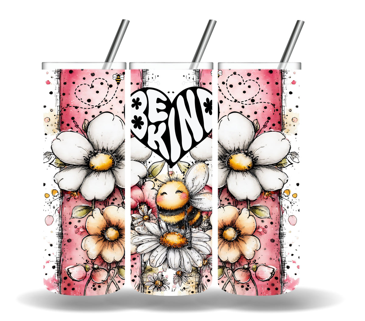 Be Kind Floral Doodle vinyl tumbler wraps