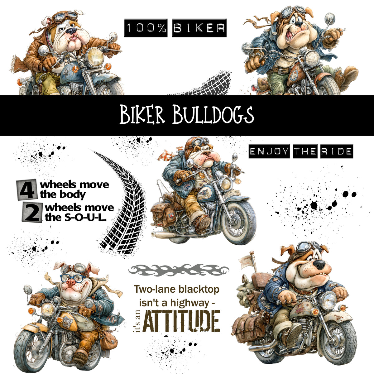 Biker Bulldogs UV DTF Decal sheets