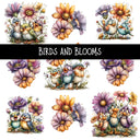 Birds and Blooms UV DTF Decal sheet