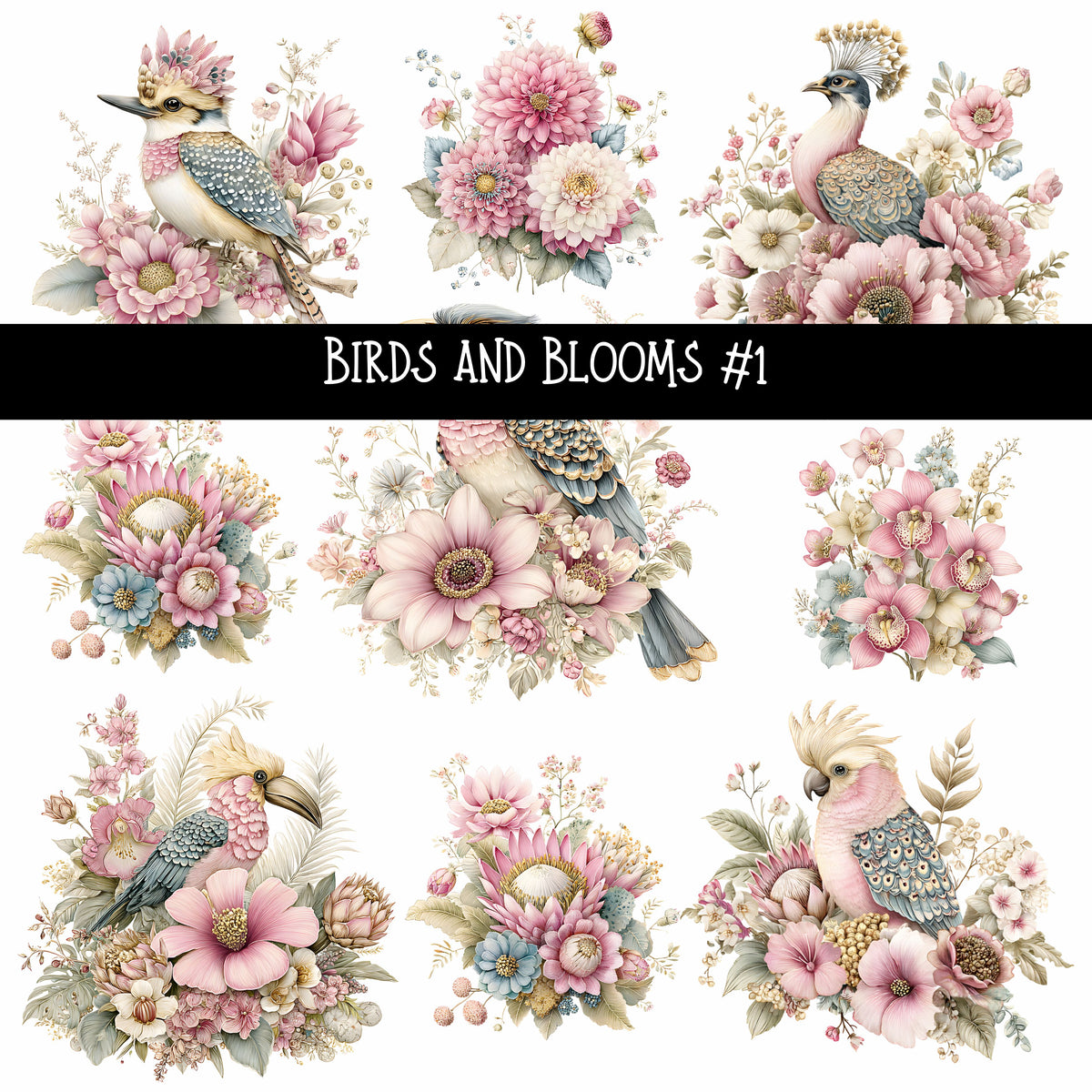Birds and Blooms UV DTF Decal sheets 5 design Options  available