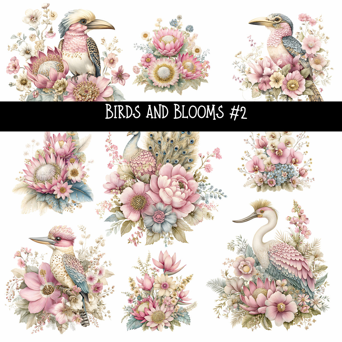 Birds and Blooms UV DTF Decal sheets 5 design Options  available