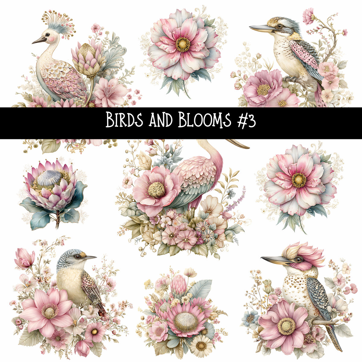 Birds and Blooms UV DTF Decal sheets 5 design Options  available