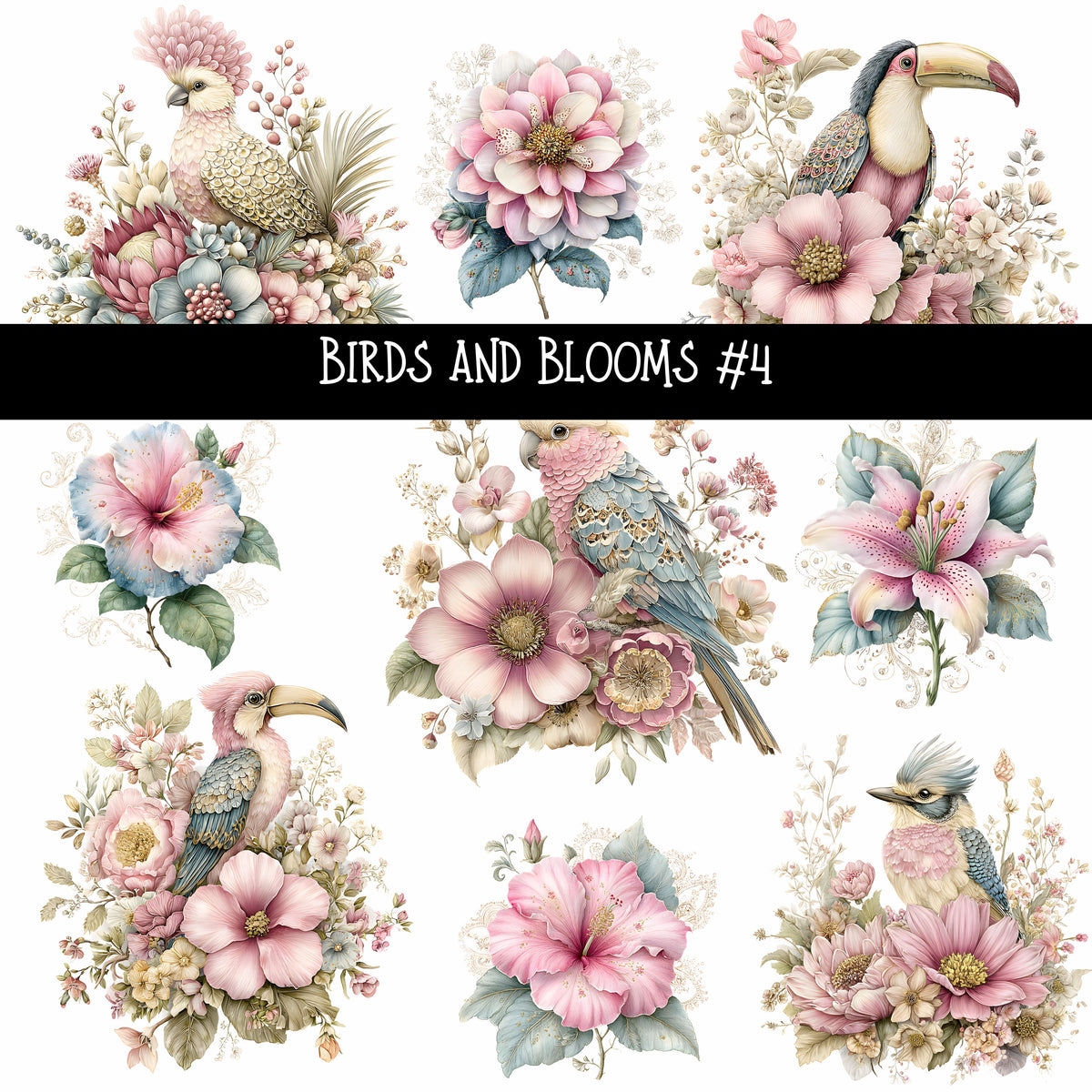 Birds and Blooms UV DTF Decal sheets 5 design Options  available