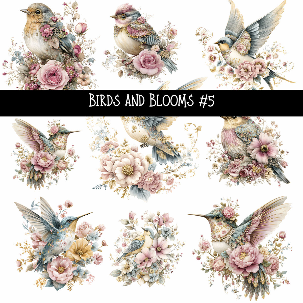 Birds and Blooms UV DTF Decal sheets 5 design Options  available