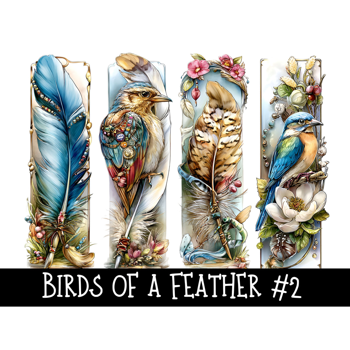 Birds of a Feather Panels- UV DTF Decal sheet 5 Design sheets 2 sizes