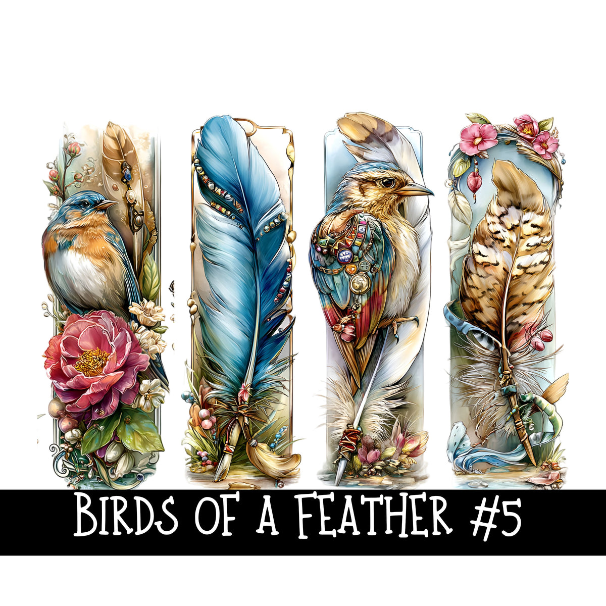 Birds of a Feather Panels- UV DTF Decal sheet 5 Design sheets 2 sizes
