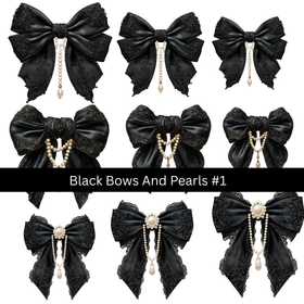 Black Bows and Pearls UV DTF Decal sheets