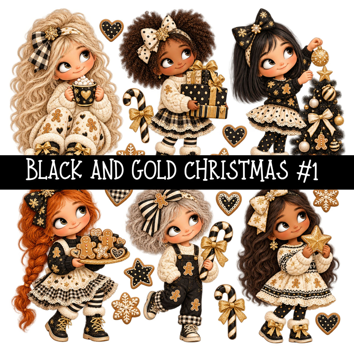 Black and Gold Christmas UV DTF Decal sheets 11 Designs available