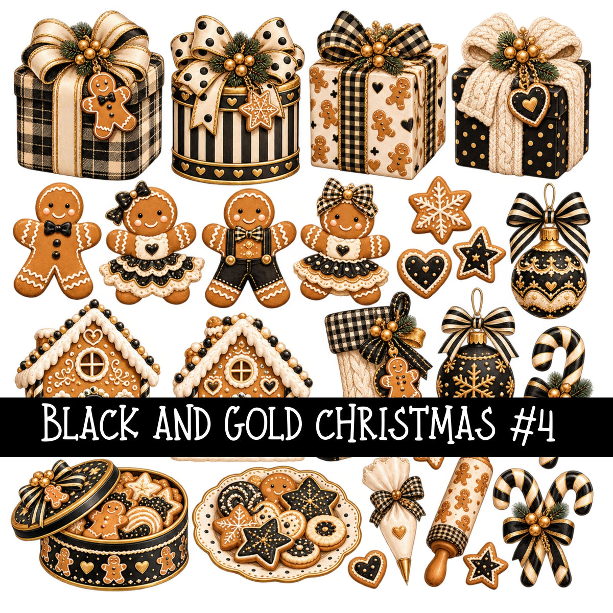 Black and Gold Christmas UV DTF Decal sheets 11 Designs available