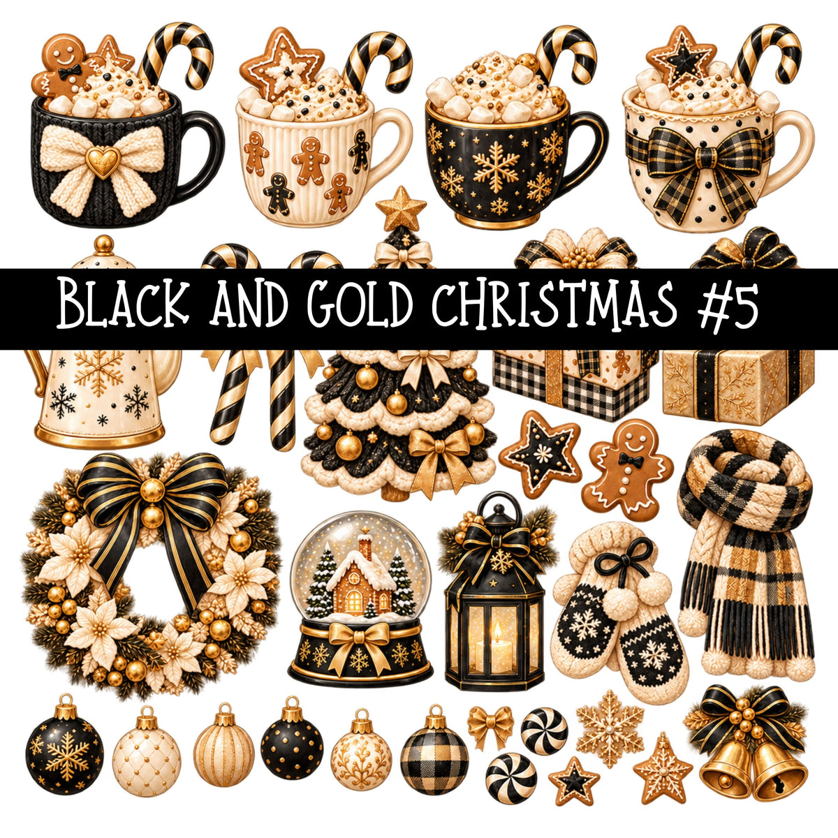 Black and Gold Christmas UV DTF Decal sheets 11 Designs available
