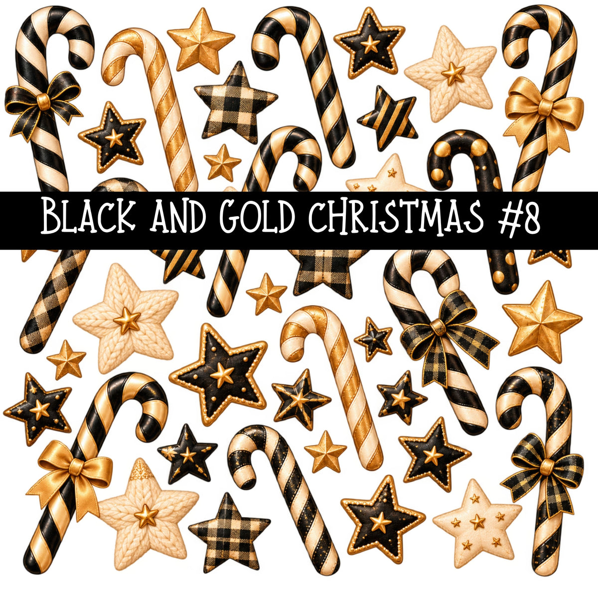 Black and Gold Christmas UV DTF Decal sheets 11 Designs available