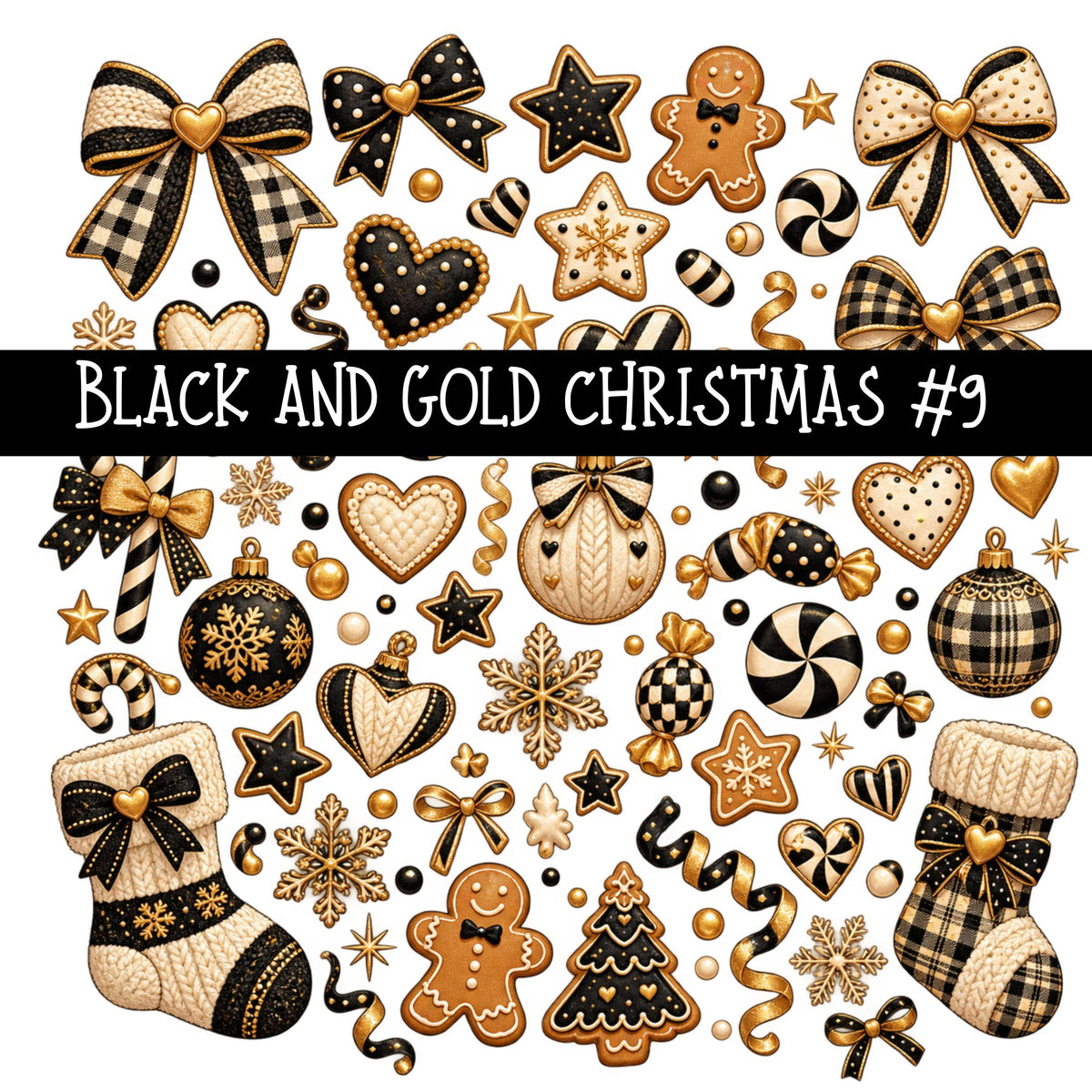 Black and Gold Christmas UV DTF Decal sheets 11 Designs available
