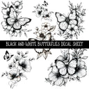 Black and White Butterflies UV DTF Decal sheets