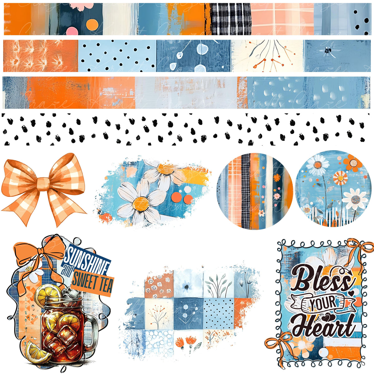Bless your heart, Tumbler butt and Border sheet  UV DTF