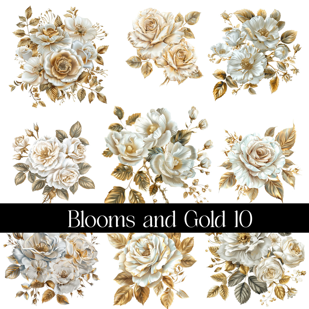 Blooms and Gold Decal sheets- 11 Design Optons