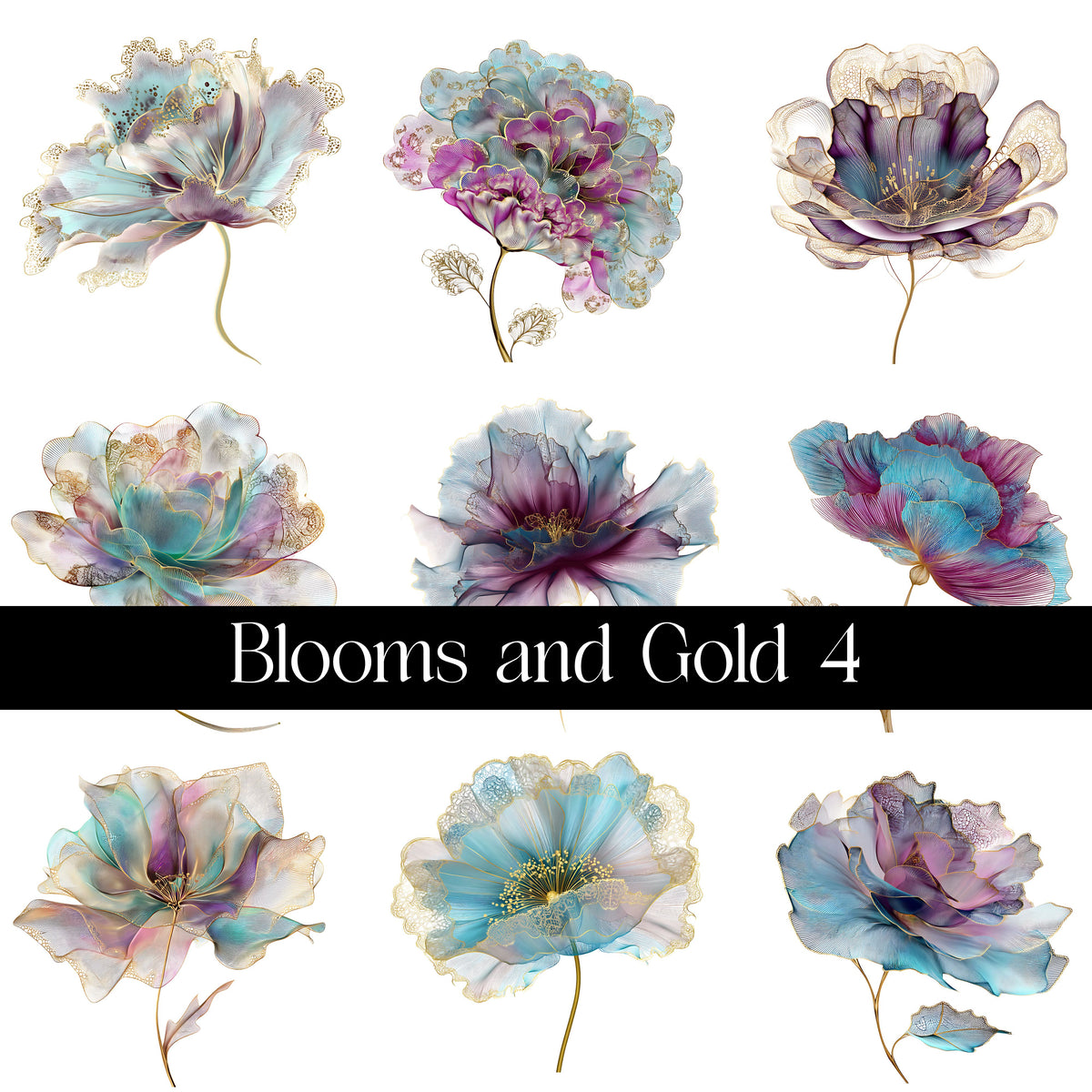 Blooms and Gold Decal sheets- 11 Design Optons