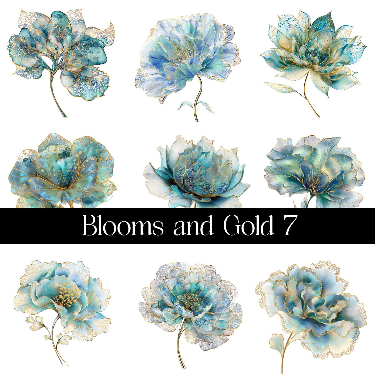 Blooms and Gold Decal sheets- 11 Design Optons