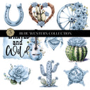 Blue Western Collection UV DTF Decal Sheets- 6 Designs