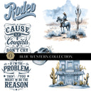 Blue Western Collection UV DTF Decal Sheets- 6 Designs