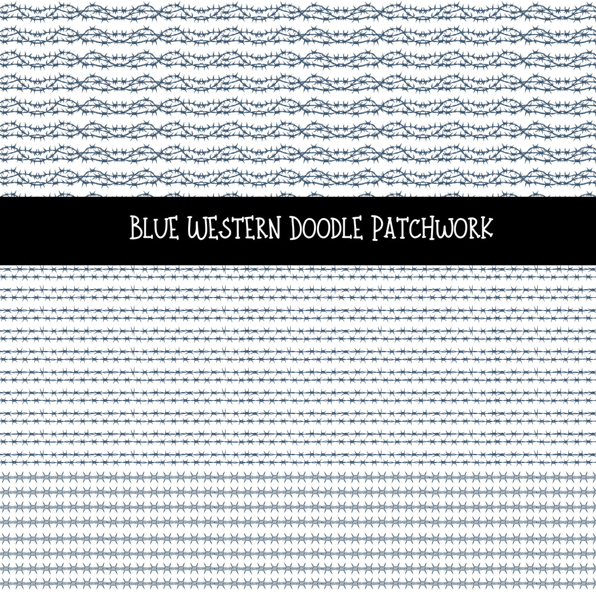 Blue Western Doodle Patchwork Set