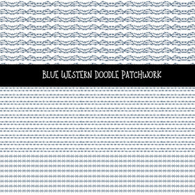 Blue Western Doodle Patchwork Set