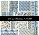 Blue Western Doodle Patchwork Set