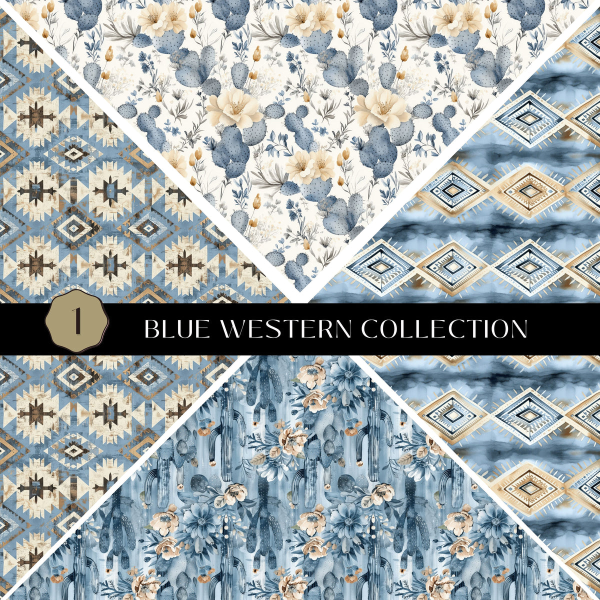 Blue Western precut Vsplit 12x12 vinyl sheet 2 Designs