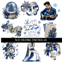 Blue Christmas Torn Pages UV DTF Decal sheets 8 Designs available