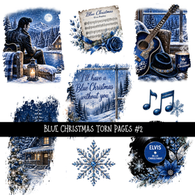 Blue Christmas Torn Pages UV DTF Decal sheets 8 Designs available
