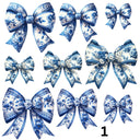 Blue and white Coquette Bows UV DTF Decal accent Sheet 10x10 sheet 3 designs