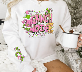 Grinch Mode Pink DTF Transfers 2 piece set