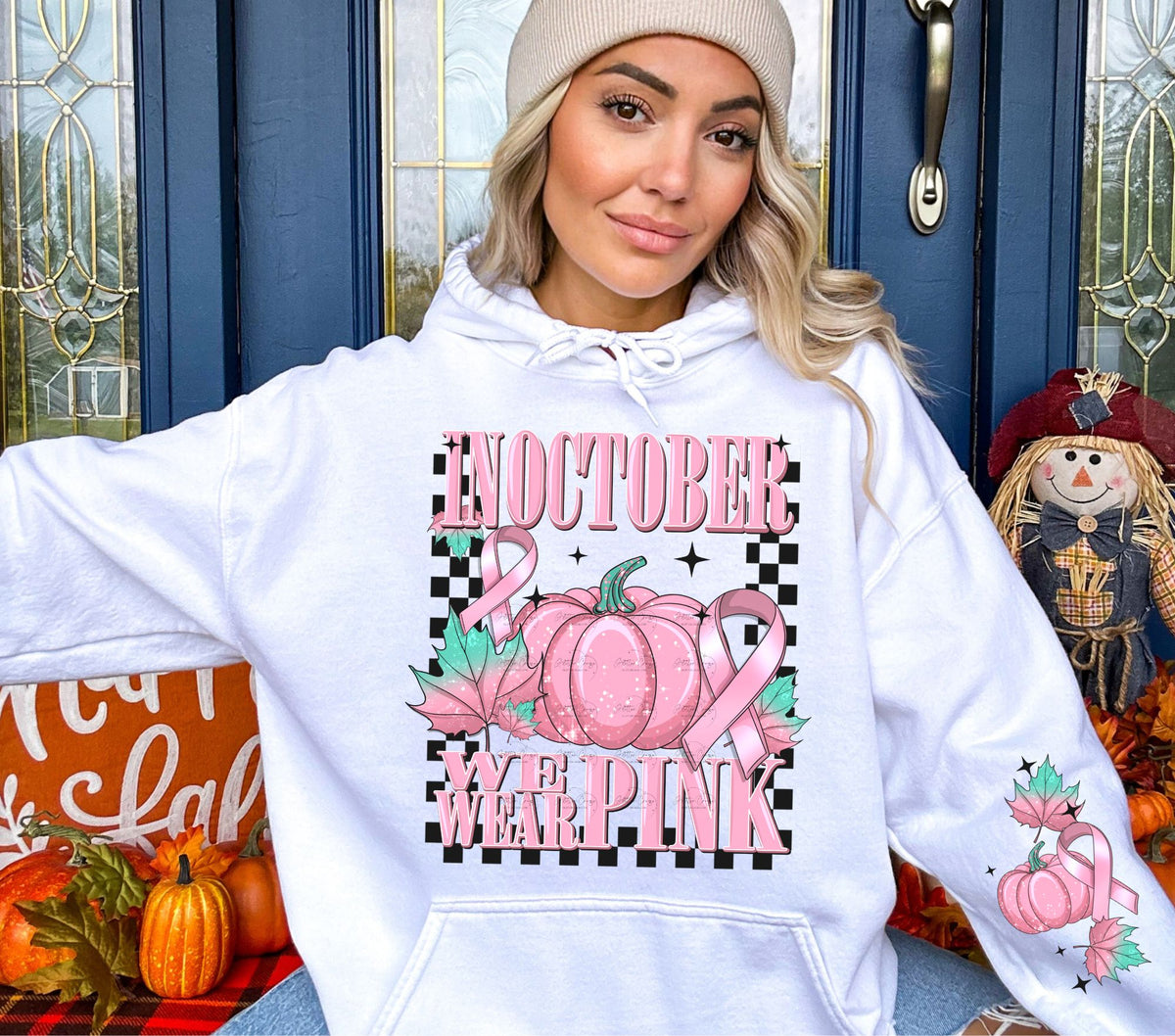 In October we wear pink pumpkins DTF Transfers 2 piece set