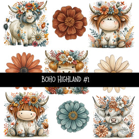 Boho Highland UV DTF Decal sheets 2 Designs available