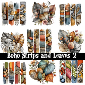 Boho Strips and Leaves UV DTF Decal Sheets 2 Designs