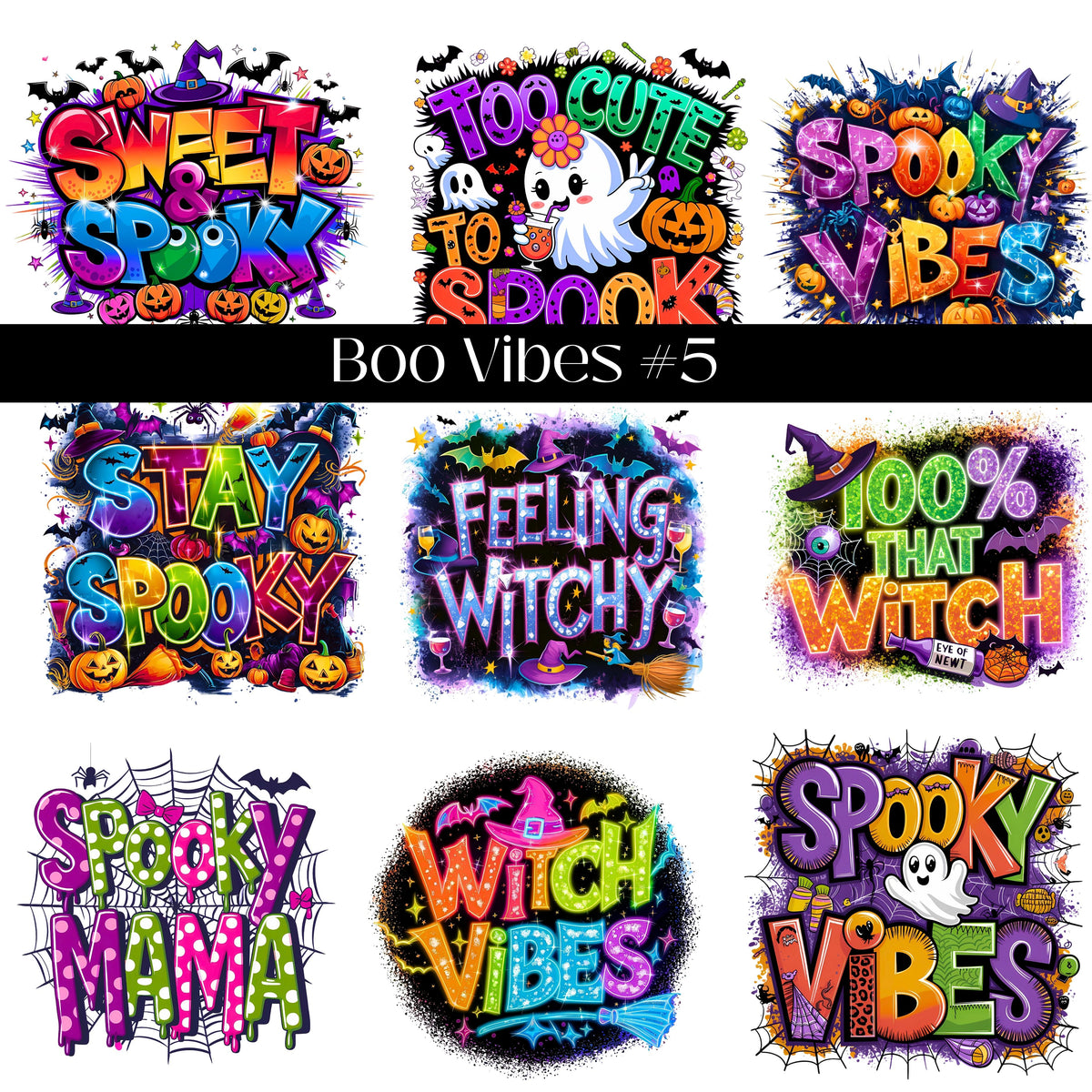 Boo Vibes Collection UV DTF Decal Sheets- 5 Designs
