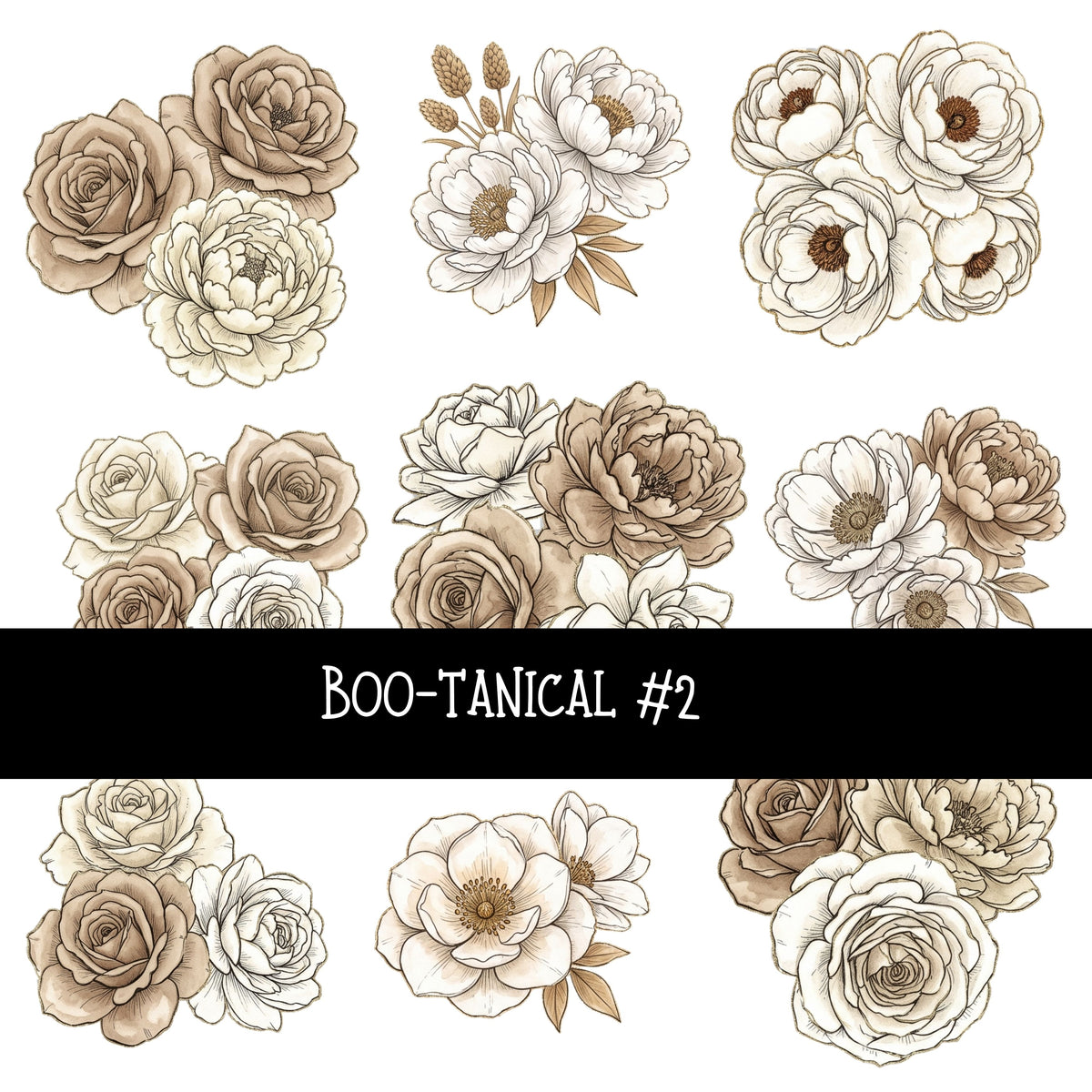 Boo-tanical Torn Pages UV DTF Decal sheets 3 designs available